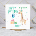 Personalised 6th Birthday Giraffe Card For Boys, Custom Name Sixth Birthday Card, Cute Kids Animal Card (P00023) - Default Title (P00023)