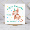 Personalised Monkey Birthday Card For Boy, Custom Name Happy Birthday Card (P00026) - Default Title (P00026)