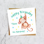 Personalised Monkey Birthday Card For Boy, Custom Name Happy Birthday Card (P00026) - Default Title (P00026)