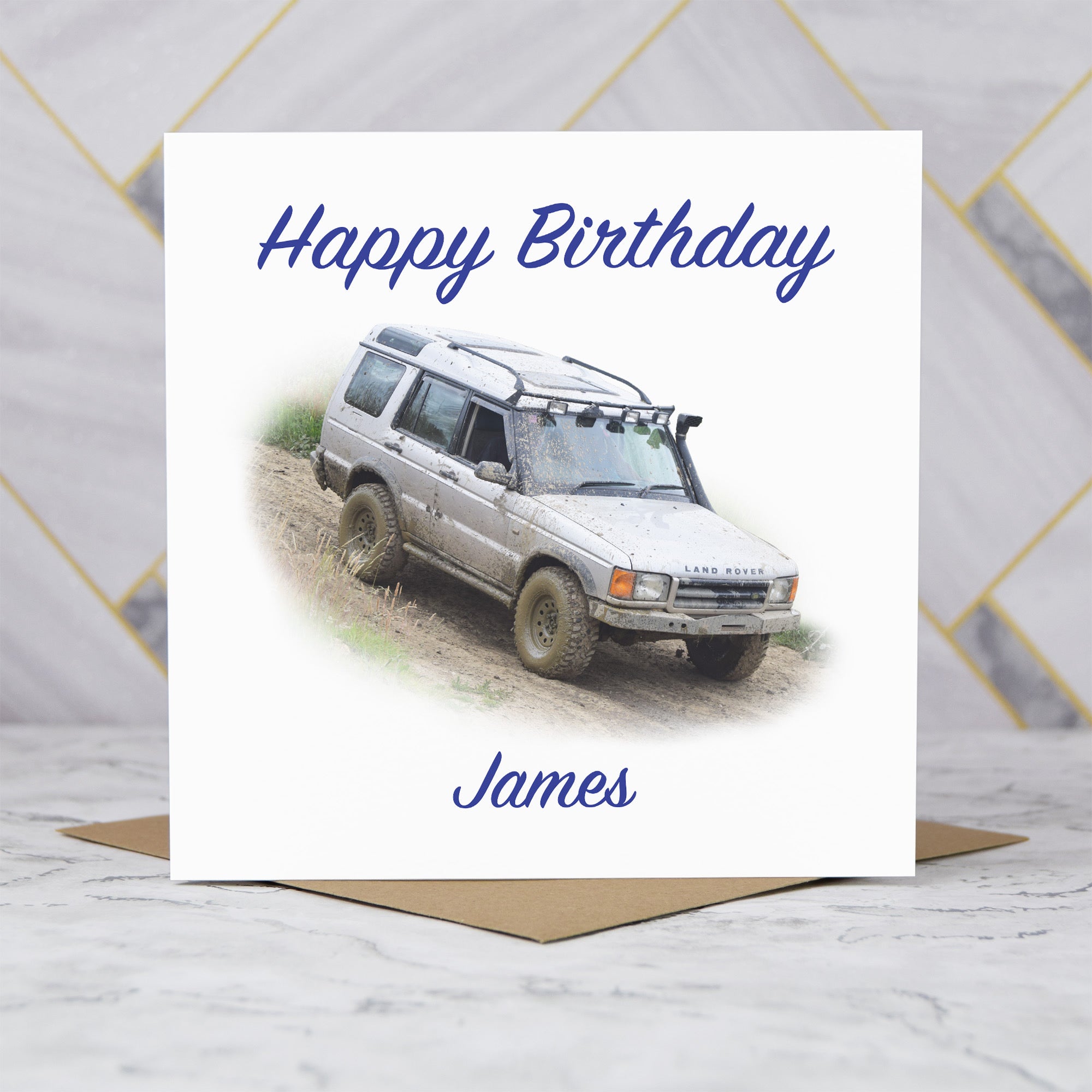 Personalised Land Rover Discovery Birthday Card, Custom Name Birthday Card, Off Road 4x4 Card For Him (P00047) - Default Title (P00047)