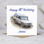 Personalised 18th Birthday Card For Him, Custom Name Land Rover Discovery Card, 4x4 Off Road Birthday Gift, Age 18 (P00048) - Default Title (P00048)