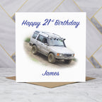 Personalised 21st Birthday Card For Him, Custom Name Land Rover Discovery Card, 4x4 Off Road Birthday Gift, Age 21 (P00049) - Default Title (P00049)