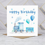 Personalised Train Birthday Card for Boys, Custom Name Steam Train Card, Railway Lover Birthday Card for Kids (P00062) - Default Title (P00062)