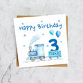 Personalised 3rd Birthday Card For Boy, Custom Name Train Birthday Card, Steam Train Third Birthday Card (P00065) - Default Title (P00065)