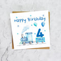 Personalised 4th Birthday Card For Boy, Custom Name Train Birthday Card, Steam Train Fourth Birthday Card (P00066) - Default Title (P00066)