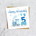 Personalised 5th Birthday Card For Boy, Custom Name Train Birthday Card, Steam Train Fifth Birthday Card (P00067) - Default Title (P00067)