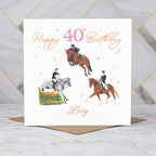 Personalised 40th Birthday Card For Horse Lover, Custom Name Eventing Card, Horse Trials Card For Equestrian Rider (P00082) - Default Title (P00082)