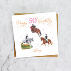 Personalised 50th Birthday Card For Horse Lover, Custom Name Eventing Card, Horse Trials Card For Equestrian Rider (P00083) - Default Title (P00083)