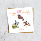 Personalised 65th Birthday Card For Horse Lover, Custom Name Eventing Card, Horse Trials Card For Equestrian Rider (P00085) - Default Title (P00085)