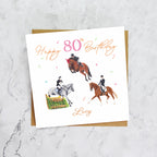 Personalised 80th Birthday Card For Horse Lover, Custom Name Eventing Card, Horse Trials Card For Equestrian Rider (P00088) - Default Title (P00088)
