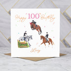 Personalised 100th Birthday Card For Horse Lover, Custom Name Eventing Card, Horse Trials Card For Equestrian Rider (P00092) - Default Title (P00092)