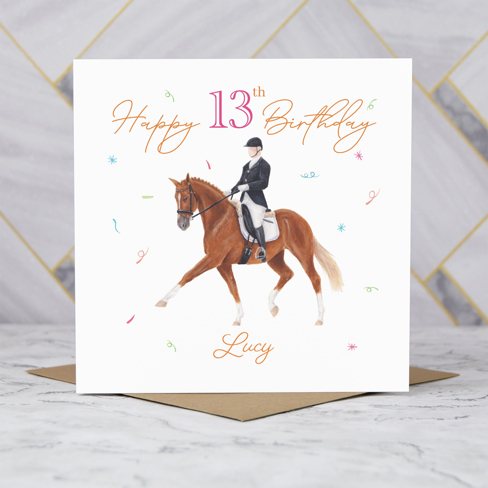 Personalised 13th Birthday Card For Dressage Rider, Custom Name Horse Birthday Card, Equestrian Card For Girl (P00094) - Default Title (P00094)