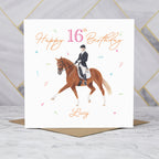 Personalised 16th Birthday Card For Dressage Rider, Custom Name Horse Birthday Card, Equestrian Card For Girl (P00095) - Default Title (P00095)