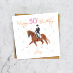 Personalised 50th Birthday Card For Dressage Rider, Custom Name Horse Birthday Card, Equestrian Card For Her (P00100) - Default Title (P00100)
