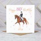 Personalised 80th Birthday Card For Dressage Rider, Custom Name Horse Birthday Card, Equestrian Card For Her (P00105) - Default Title (P00105)