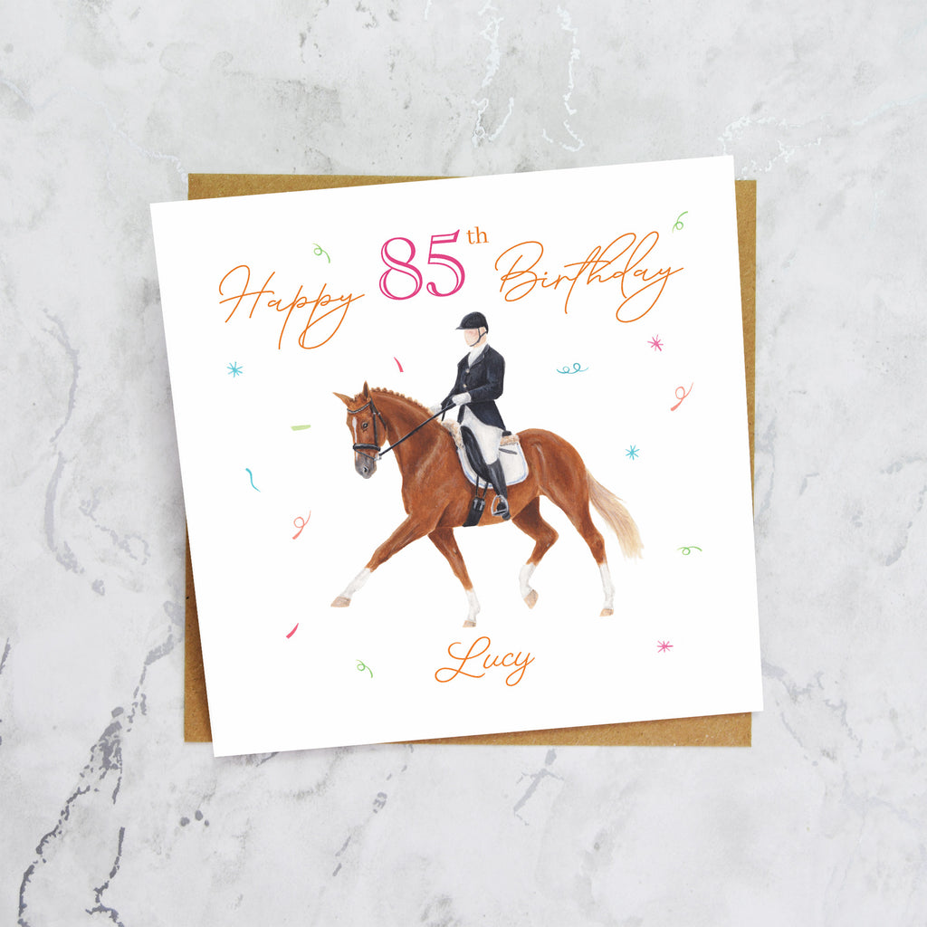 Personalised 85th Birthday Card For Dressage Rider, Custom Name Horse Birthday Card, Equestrian Card For Her (P00106) - Default Title (P00106)