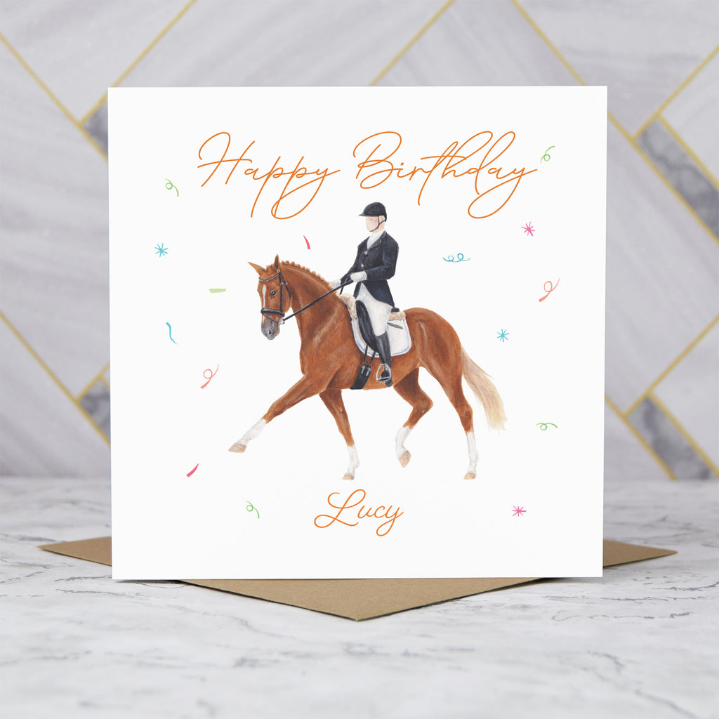 Personalised Dressage Birthday Card For Horse Lover, Custom Name Equestrian Card, Horse Riding Greeting Card (P00110) - Default Title (P00110)