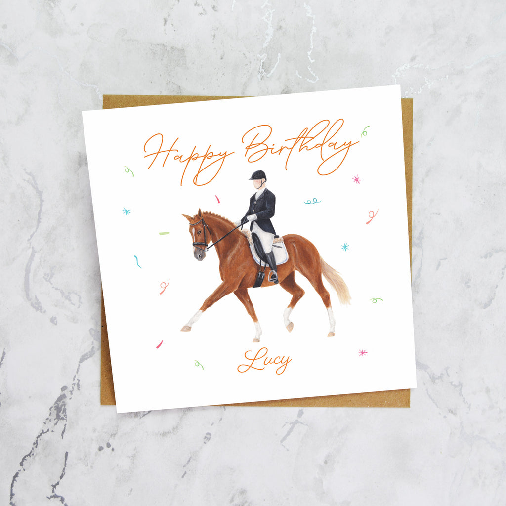 Personalised Dressage Birthday Card For Horse Lover, Custom Name Equestrian Card, Horse Riding Greeting Card (P00110) - Default Title (P00110)