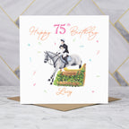 Personalised 75th Birthday Card For Horse Lover, Custom Name Cross Country Horse Card, Equestrian XC Rider Card (P00122) - Default Title (P00122)