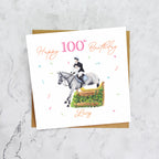 Personalised 100th Birthday Card For Horse Lover, Custom Name Cross Country Horse Card, Equestrian XC Rider Card (P00127) - Default Title (P00127)