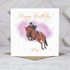 Personalised Show Jumping Horse Birthday Card, Custom Name Equestrian Card, SJ Horse Rider Greeting Card (P00128) - Default Title (P00128)
