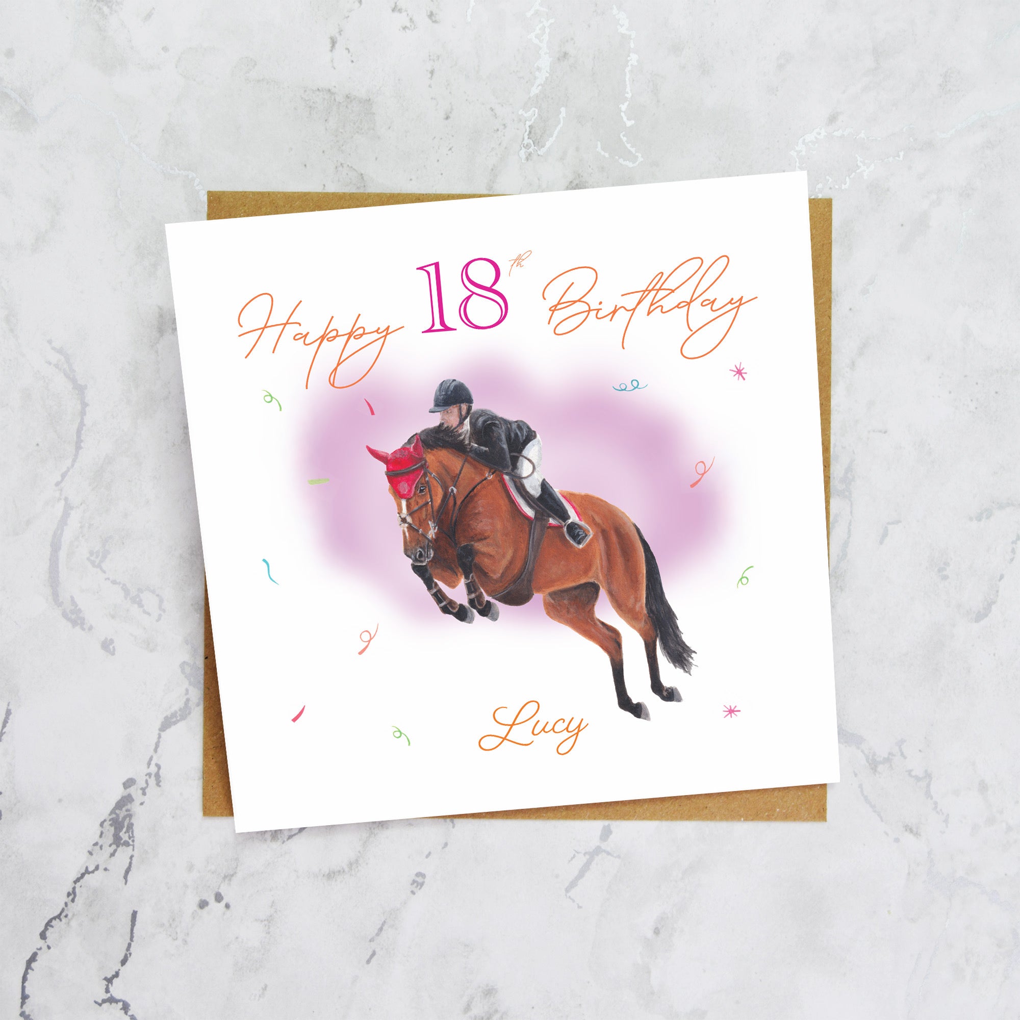 Personalised 18th Birthday Card For Horse Lover, Custom Name Show Jumping Horse Card, Equestrian SJ Rider Card (P00131) - Default Title (P00131)