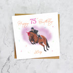 Personalised 75th Birthday Card For Horse Lover, Custom Name Show Jumping Horse Card, Equestrian SJ Rider Card (P00139) - Default Title (P00139)