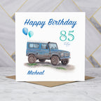 Personalised 85th Birthday Card For Land Rover Defender Lover, Custom Name 4x4 Off Road Card, Classic Defender Card (P00169) - Default Title (P00169)