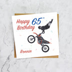 Personalised 65th Birthday Motocross Card, Custom Name Dirt Bike Card, Motocross Rider 65th Birthday Card (P00240) - Default Title (P00240)