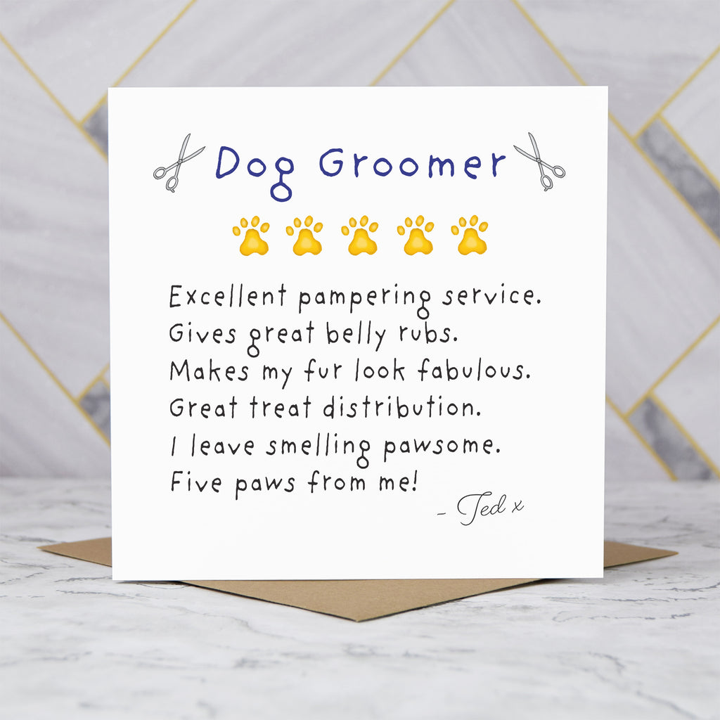 Personalised Dog Groomer Thank You Card, Custom Dog Grooming Review Card, Pawsome Pet Groomer Thank You Gift (P00266) - Default Title (P00266)