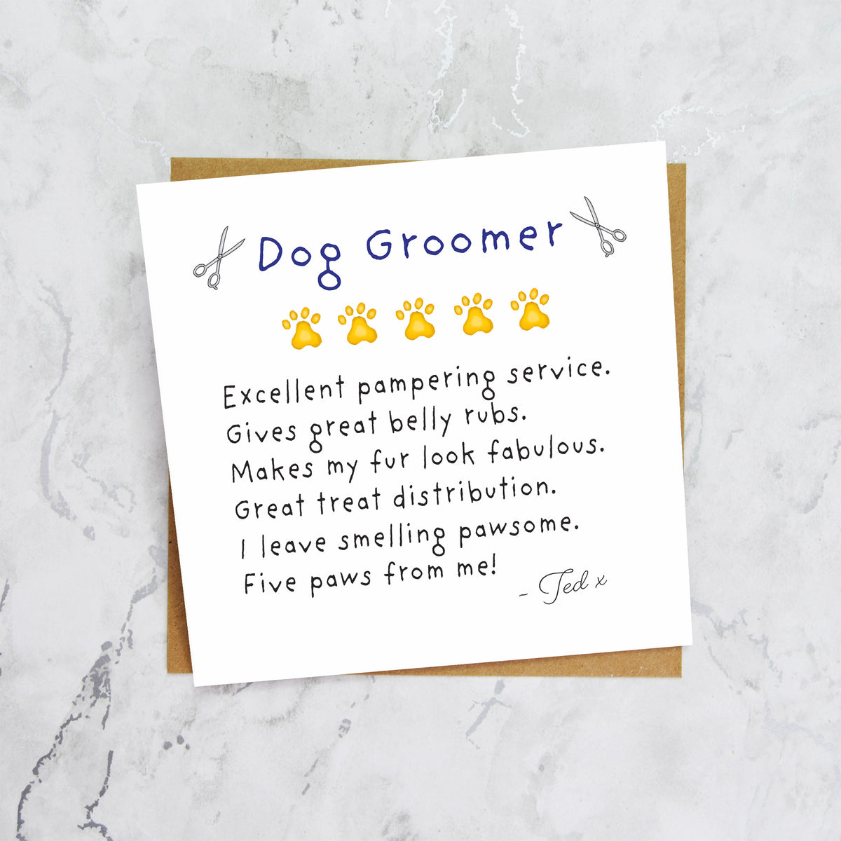 Personalised Dog Groomer Thank You Card, Custom Dog Grooming Review Card, Pawsome Pet Groomer Thank You Gift (P00266) - Default Title (P00266)