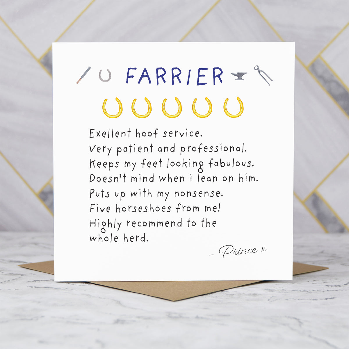 Personalised Farrier Thank You Card, Funny Farrier Review Card, Horse Shoeing Thank You, Equestrian Farrier Gift Card (P00267) - Default Title (P00267)