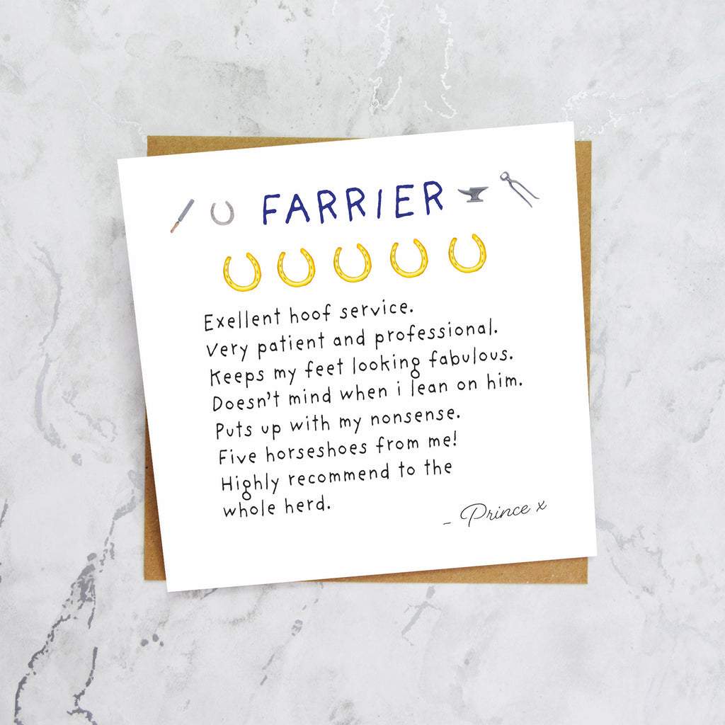 Personalised Farrier Thank You Card, Funny Farrier Review Card, Horse Shoeing Thank You, Equestrian Farrier Gift Card (P00267) - Default Title (P00267)