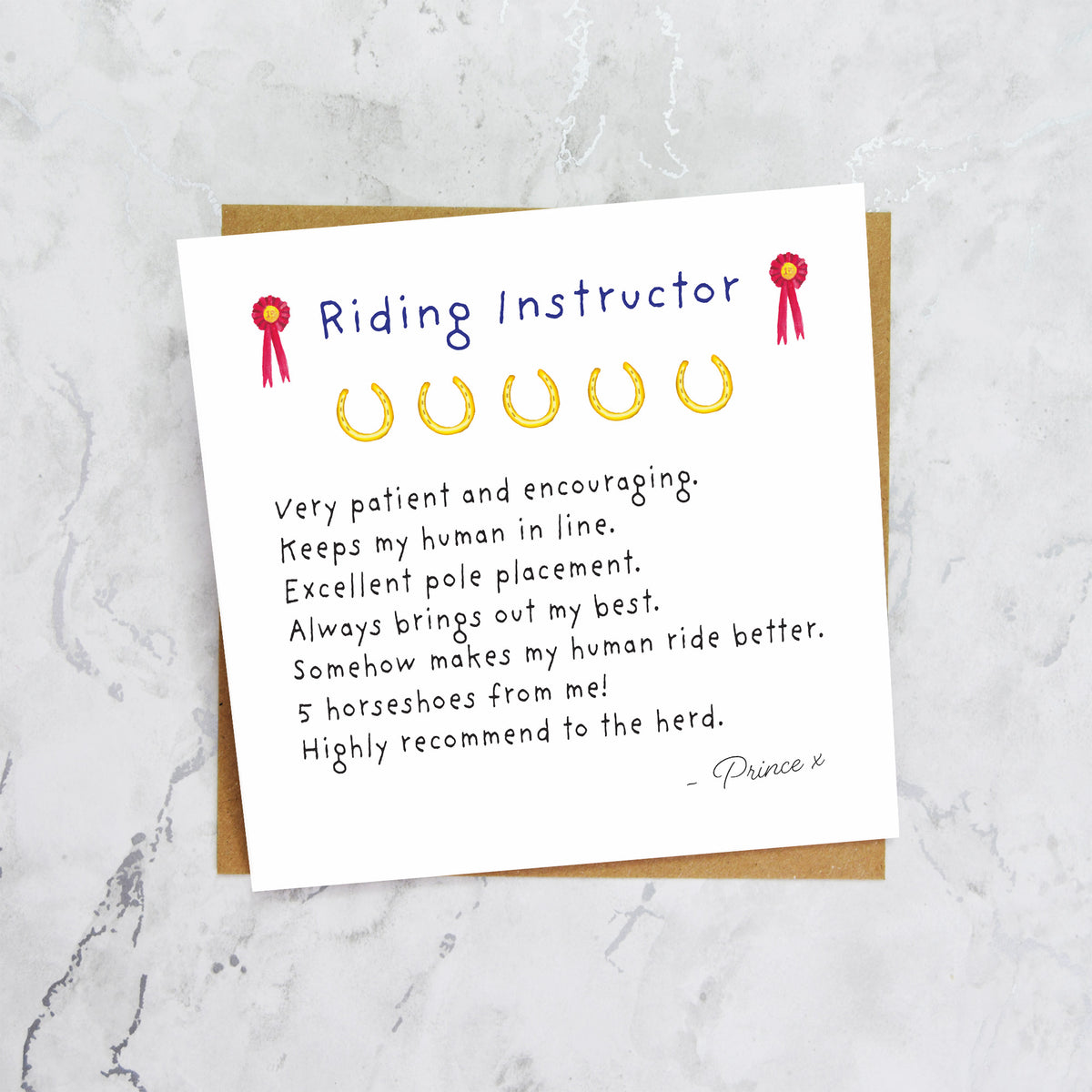 Personalised Riding Instructor Thank You Card, Horse Riding Teacher Card, Equestrian Instructor Gift, Funny Horse Review Card (P00268) - Default Title (P00268)