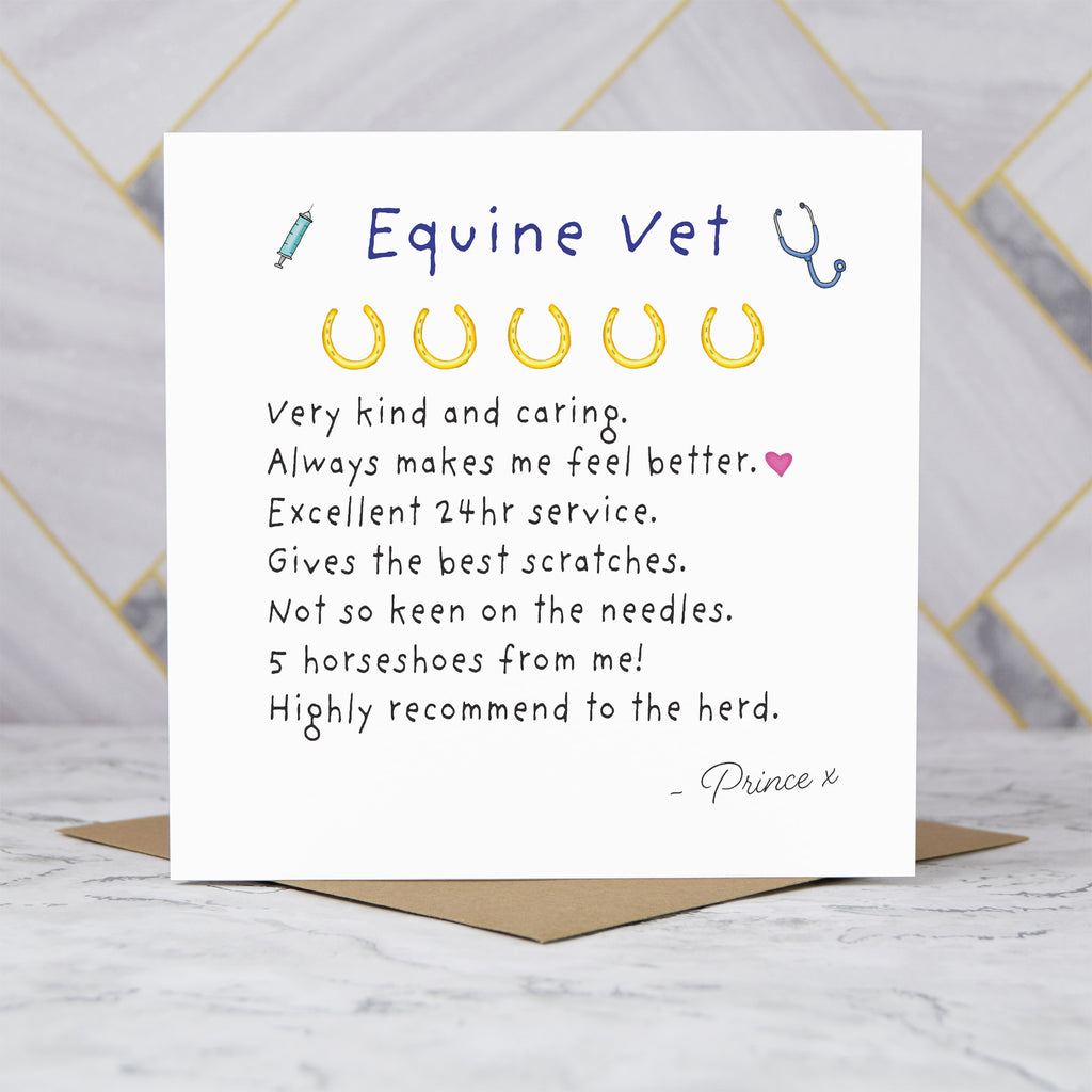 Personalised Equine Vet Thank You Card, Funny Horse Vet Review Card, Equestrian Veterinary Thank You Gift, Horse Vet Card (P00270) - Default Title (P00270)