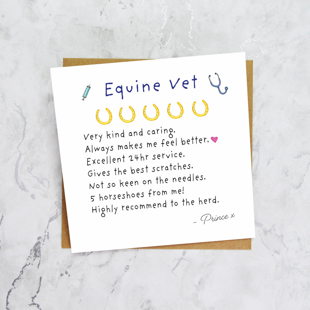 Personalised Equine Vet Thank You Card, Funny Horse Vet Review Card, Equestrian Veterinary Thank You Gift, Horse Vet Card (P00270) - Default Title (P00270)