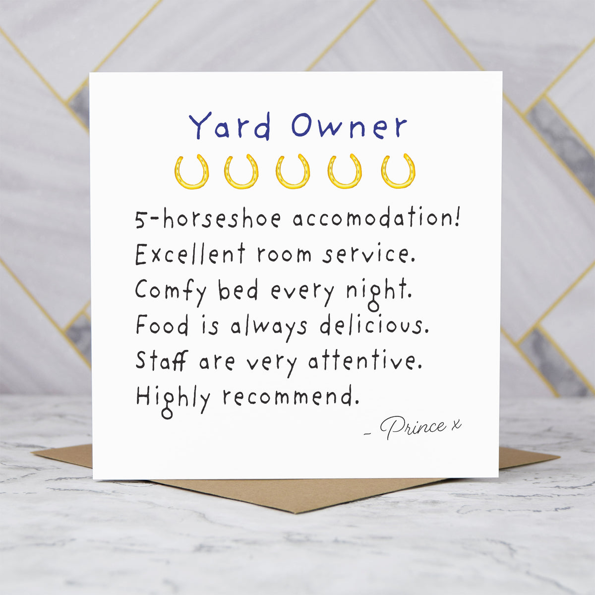 Personalised Yard Owner Thank You Card, Funny Horse Livery Yard Card, Equestrian Thank You Gift, Horse Owner Review Card (P00271) - Default Title (P00271)