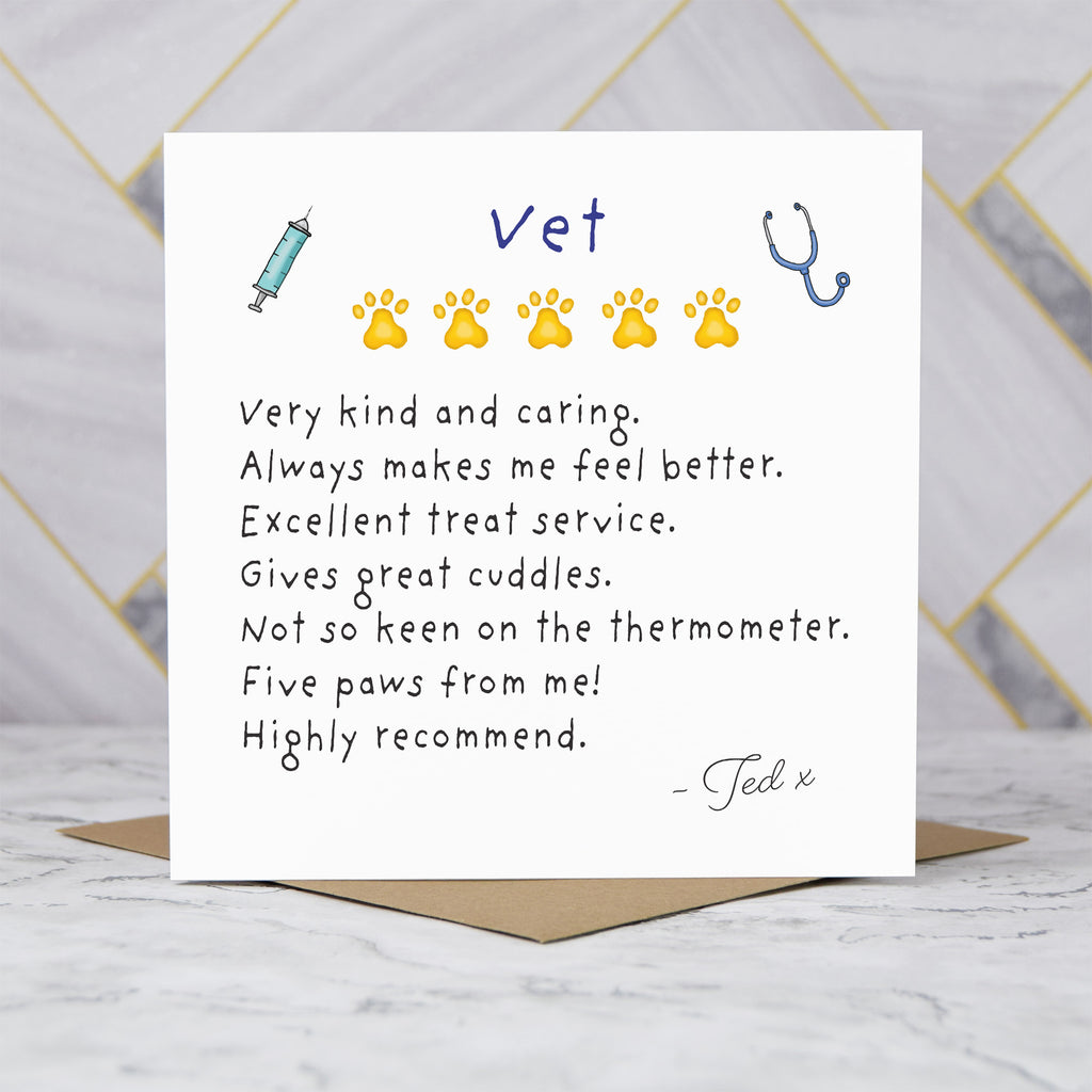 Personalised Vet Thank You Card, Funny Pet Vet Card, Veterinary Gift, Thank You Vet Gift, Personalised Pet Review Card (P00272) - Default Title (P00272)