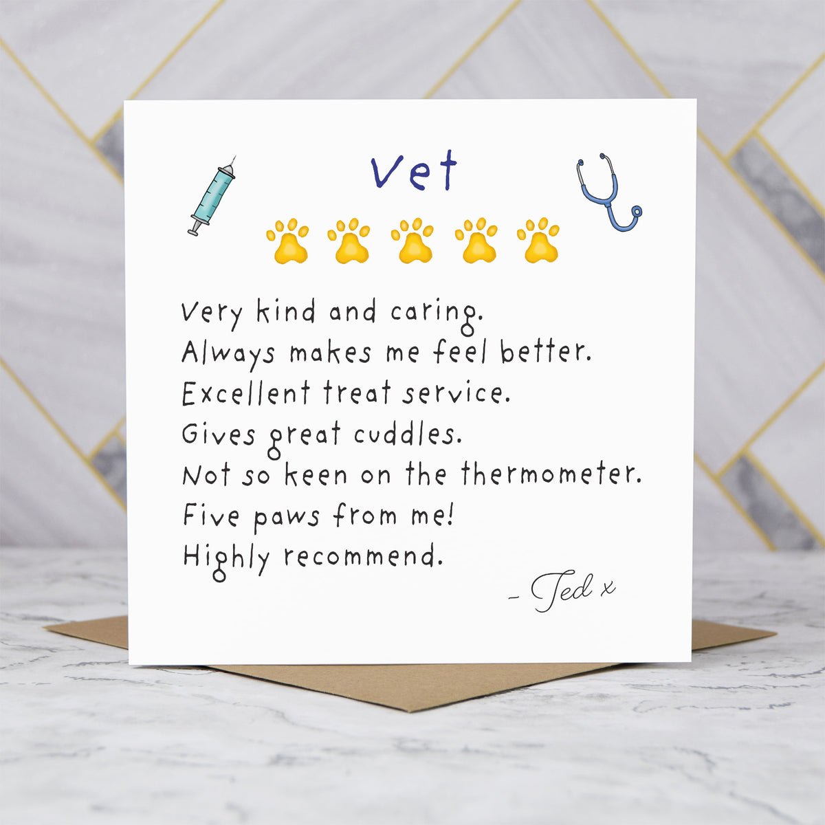 Personalised Vet Thank You Card, Funny Pet Vet Card, Veterinary Gift, Thank You Vet Gift, Personalised Pet Review Card (P00272) - Default Title (P00272)