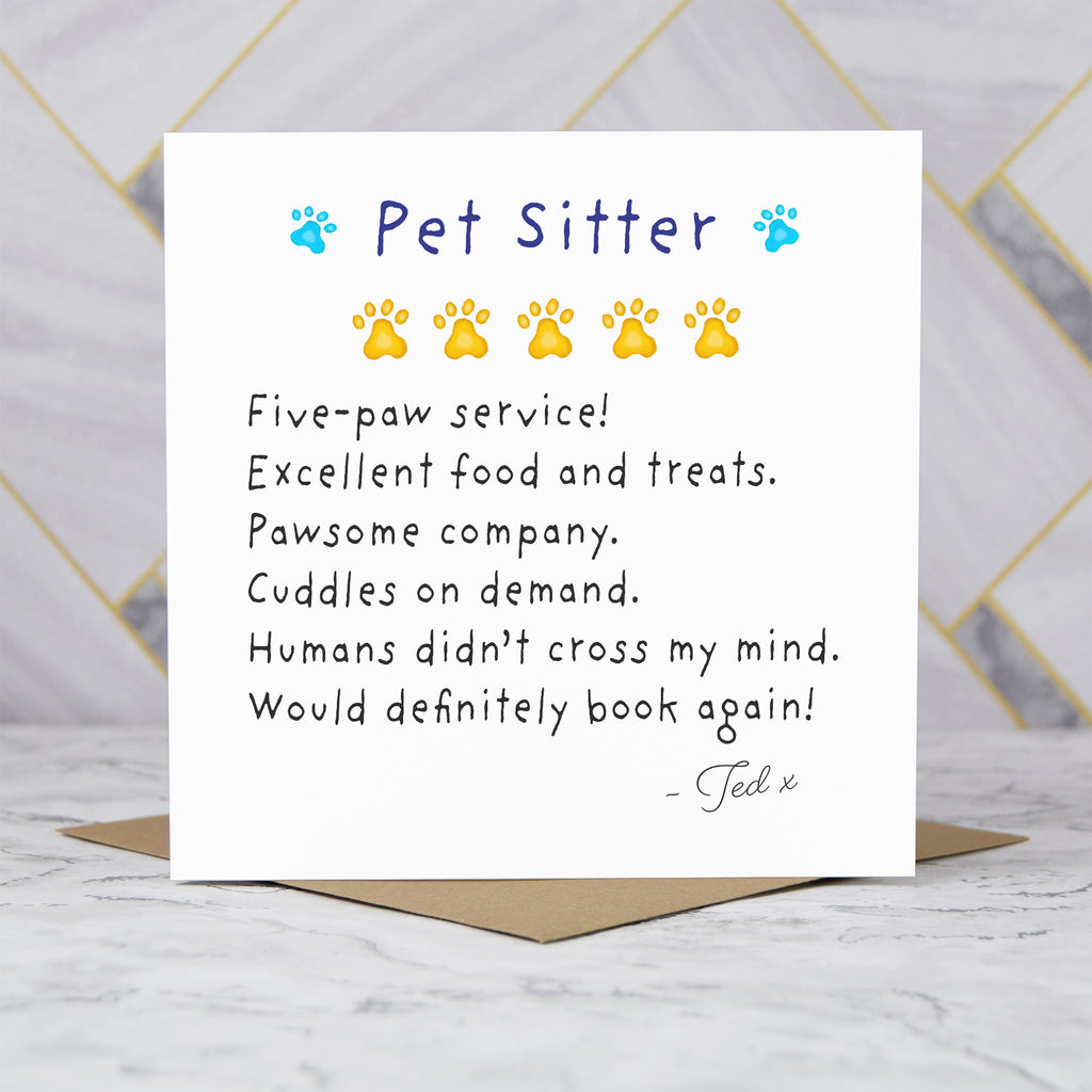 Personalised Pet Sitter Thank You Card, Funny Dog Sitter Card, Pet Sitting Gift, Thank You Pet Sitter, Pet Review Card (P00273) - Default Title (P00273)