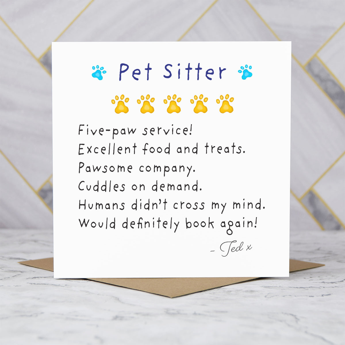 Personalised Pet Sitter Thank You Card, Funny Dog Sitter Card, Pet Sitting Gift, Thank You Pet Sitter, Pet Review Card (P00273) - Default Title (P00273)
