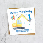 Personalised Digger Birthday Card, Personalised 1st Birthday Card, Digger Age Card, Excavator Birthday Card, Name Birthday Card (P00274) - Default Title (P00274)