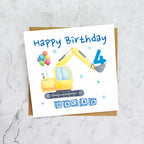 Personalised Digger Birthday Card, Personalised 4th Birthday Card, Digger Age Card, Excavator Birthday Card, Name Birthday Card (P00277) - Default Title (P00277)