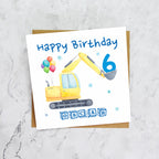 Personalised Digger Birthday Card, Personalised 6th Birthday Card, Digger Age Card, Excavator Birthday Card, Name Birthday Card (P00279) - Default Title (P00279)