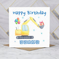 Personalised Digger Birthday Card, Custom Name Card for Kids, Excavator Construction Birthday Card, Digger Lover Gift for Boys (P00281) - Default Title (P00281)