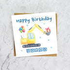 Personalised Digger Birthday Card, Custom Name Card for Kids, Excavator Construction Birthday Card, Digger Lover Gift for Boys (P00281) - Default Title (P00281)