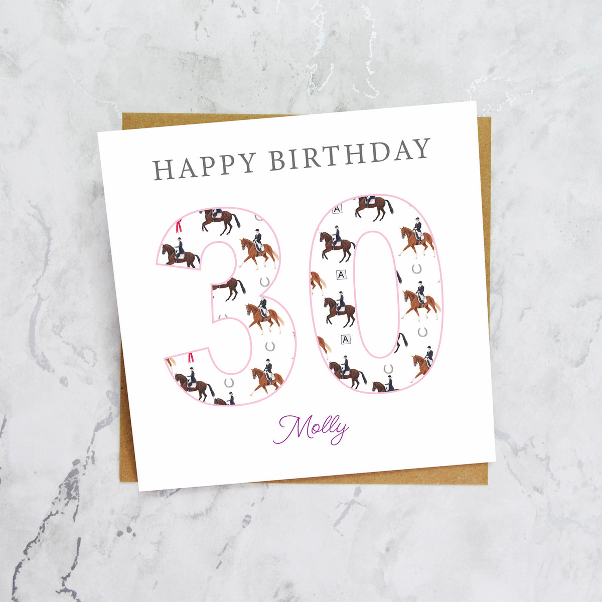 Personalised 30th Birthday Dressage Card, Custom Name Equestrian Birthday Card, Age 30 Horse Lover Card, Riding Gift for Her (P00285) - Default Title (P00285)