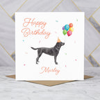 Personalised Black Labrador Birthday Card, Custom Name, Dog Lover Gift, Cute Pet Illustration, Balloons (P00306) - Default Title (P00306)