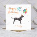 Personalised Black Labrador 16th Birthday Card, Custom Name, Dog Lover Gift, Countryside Pet Illustration, Sweet Sixteen (P00308) - Default Title (P00308)