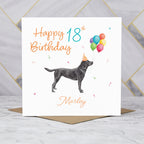 Personalised Black Labrador 18th Birthday Card, Custom Name, Dog Lover Gift, Countryside Pet Illustration, Age Eighteen (P00309) - Default Title (P00309)